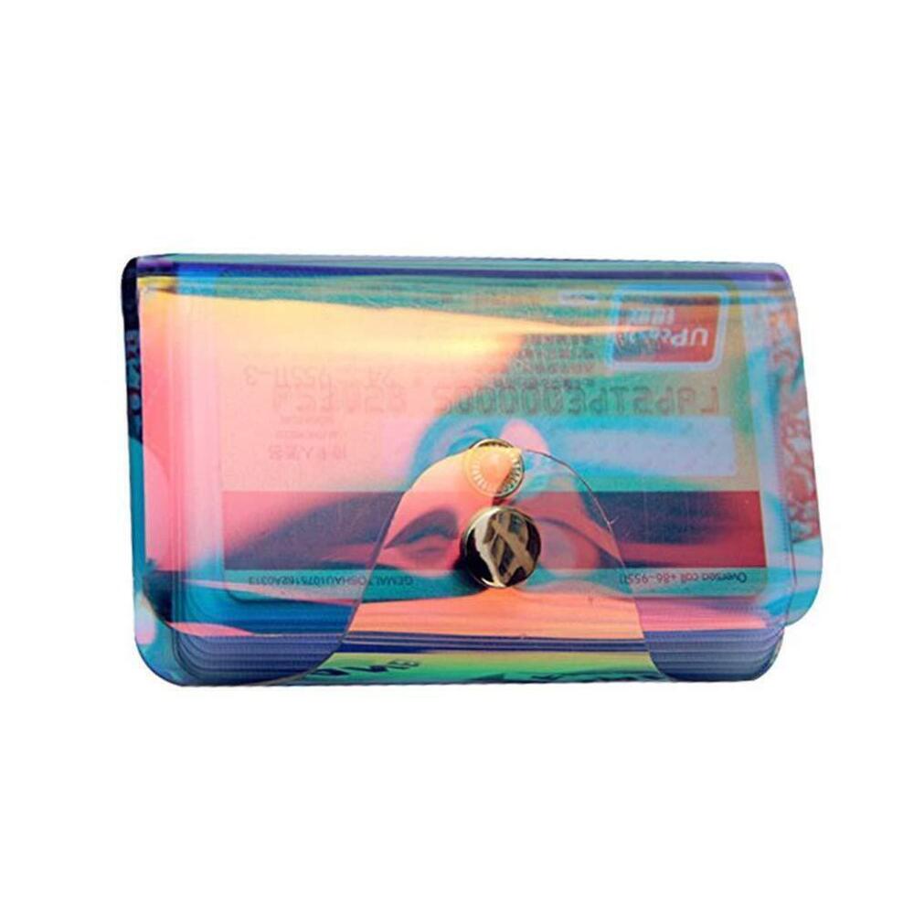 9663 Holographic Credit Card Holder PVC Clear Business Card Organizer